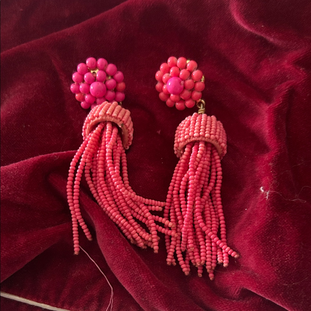 Lisi Lerch Pink Beaded Tassel Earrings